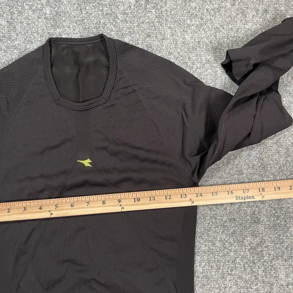 DIADORA Cycling Shirt Mens Large Black Compression Made in ITALY Tech Apparel